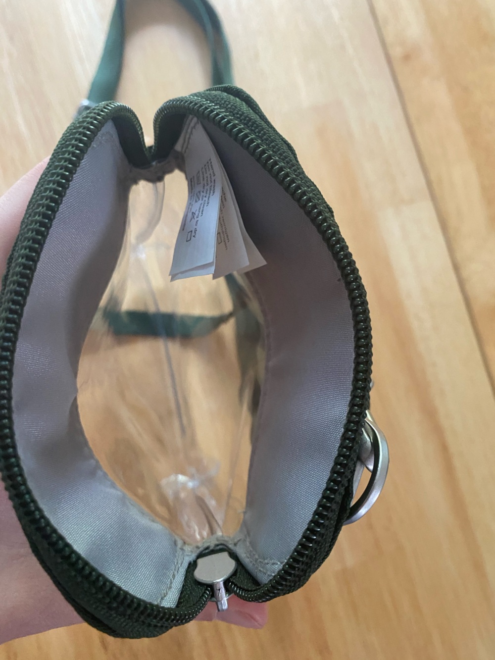 Baggallini Clear Crossbody Purse with Green Top 5x7 in Stadium Bag - Picture 5 of 5